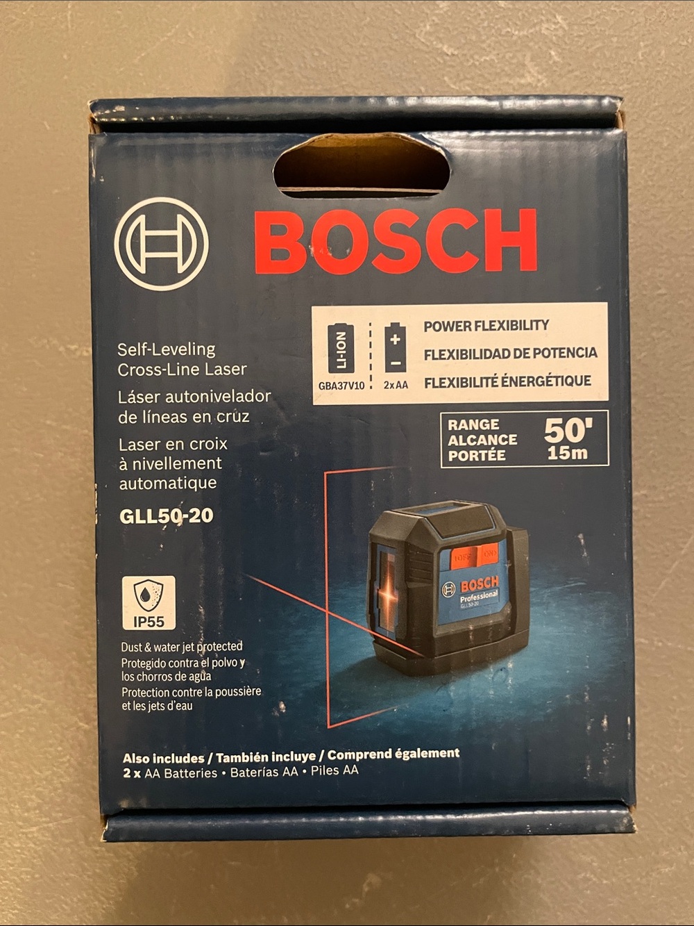 BOSCH GLL50-20 Self-Leveling Cross-Line Laser - Blue & Red